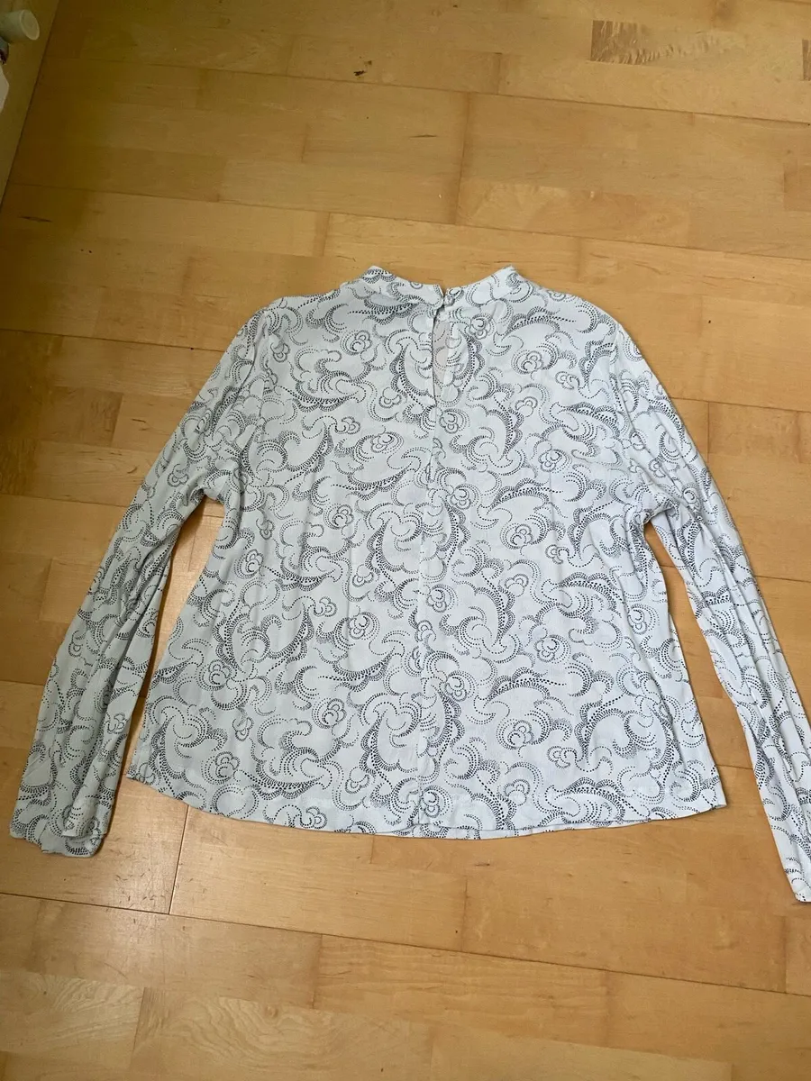 Ivory Mix Long Sleeve High Neck Blouse - Image 4