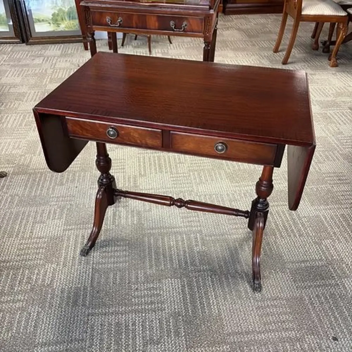 Stunning mahogany drop leaf occasional console tab