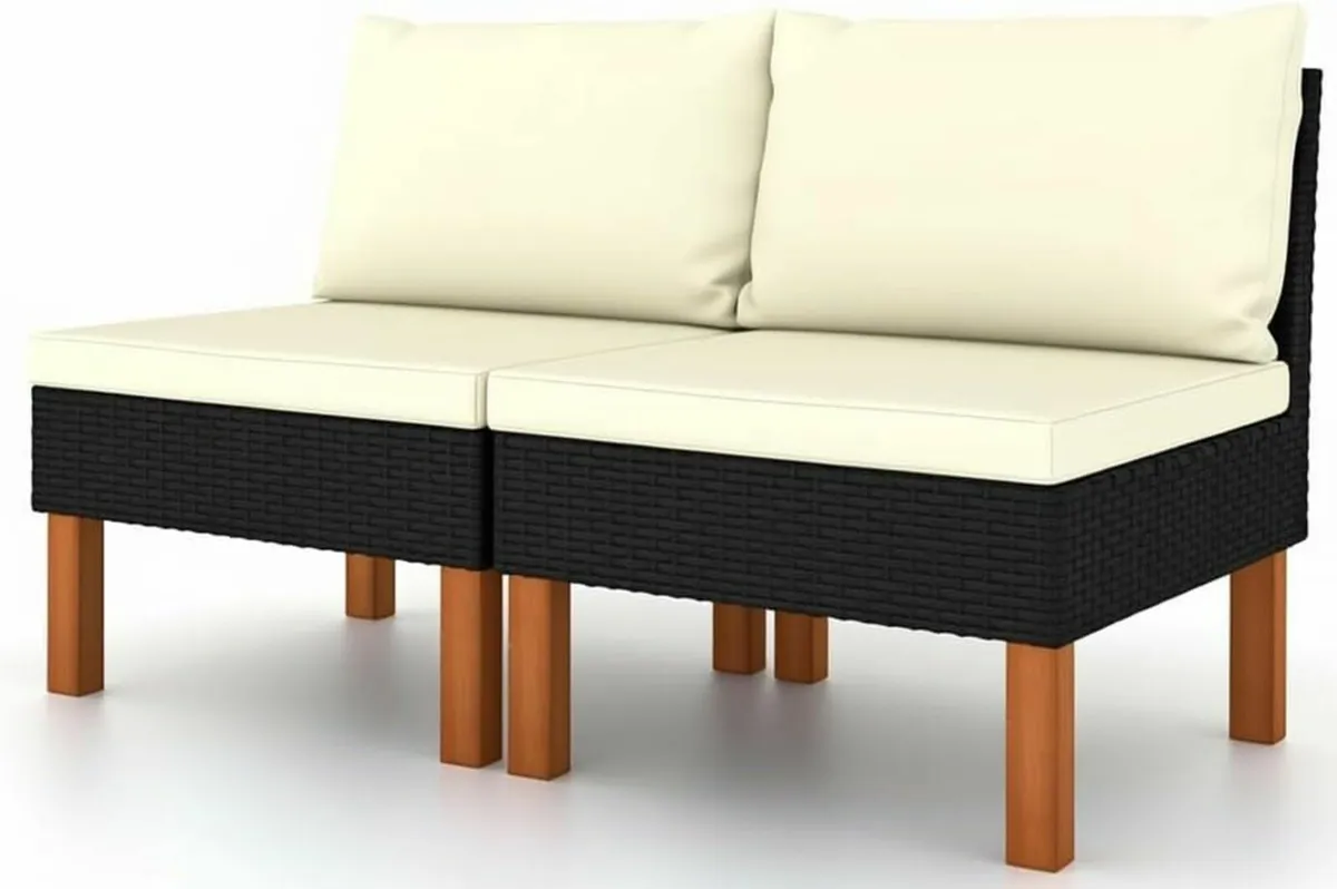 Set of 2 Garden Lounge Chairs Modular Poly Rattan - Image 1