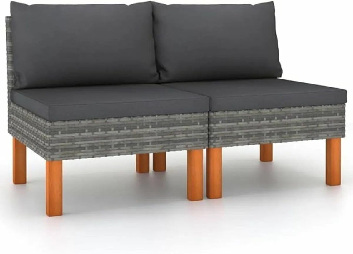 Set of 2 Garden Lounge Chairs Modular Poly Rattan - Image 2