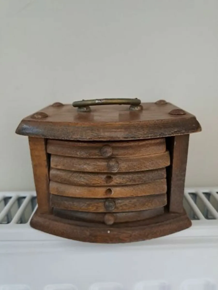Vintage wood and cork coasters - Image 1