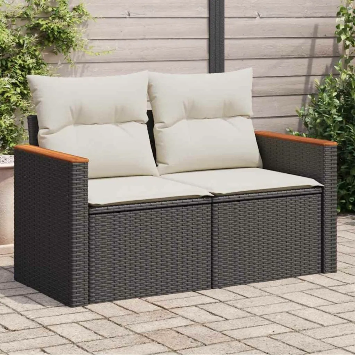 2-Seater Garden Sofa Set Modular Poly Rattan Chair - Image 4