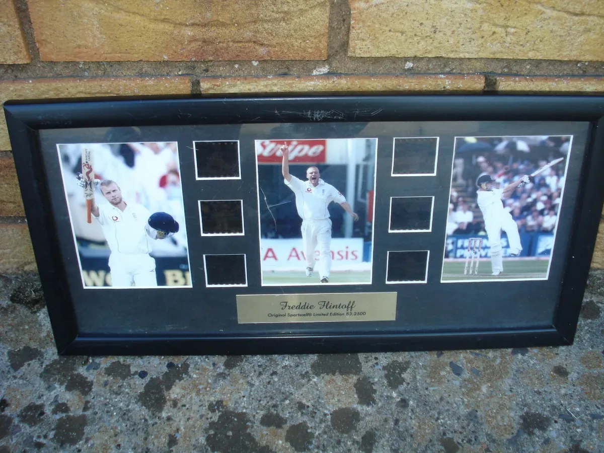 FREDDIE FLINTOFF CRICKET/TOP GEAR PICTURE FRAME. - Image 1