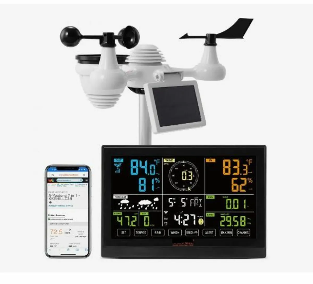 7-in-1 Wi-Fi Weather Station, 19.1 cm (7.5-inch) - Image 1
