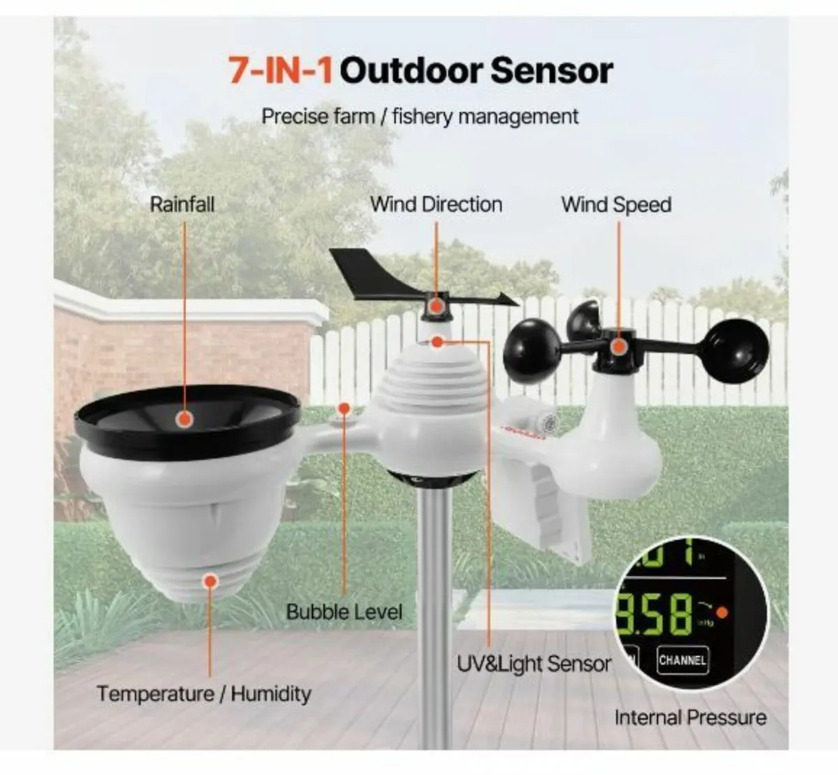 7-in-1 Wi-Fi Weather Station, 19.1 cm (7.5-inch) - Image 3