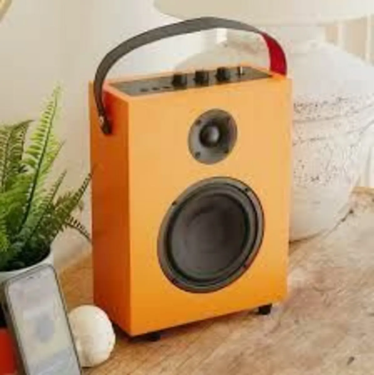 Orange Luxury Bluetooth Speaker with Fabric Cover - Image 1