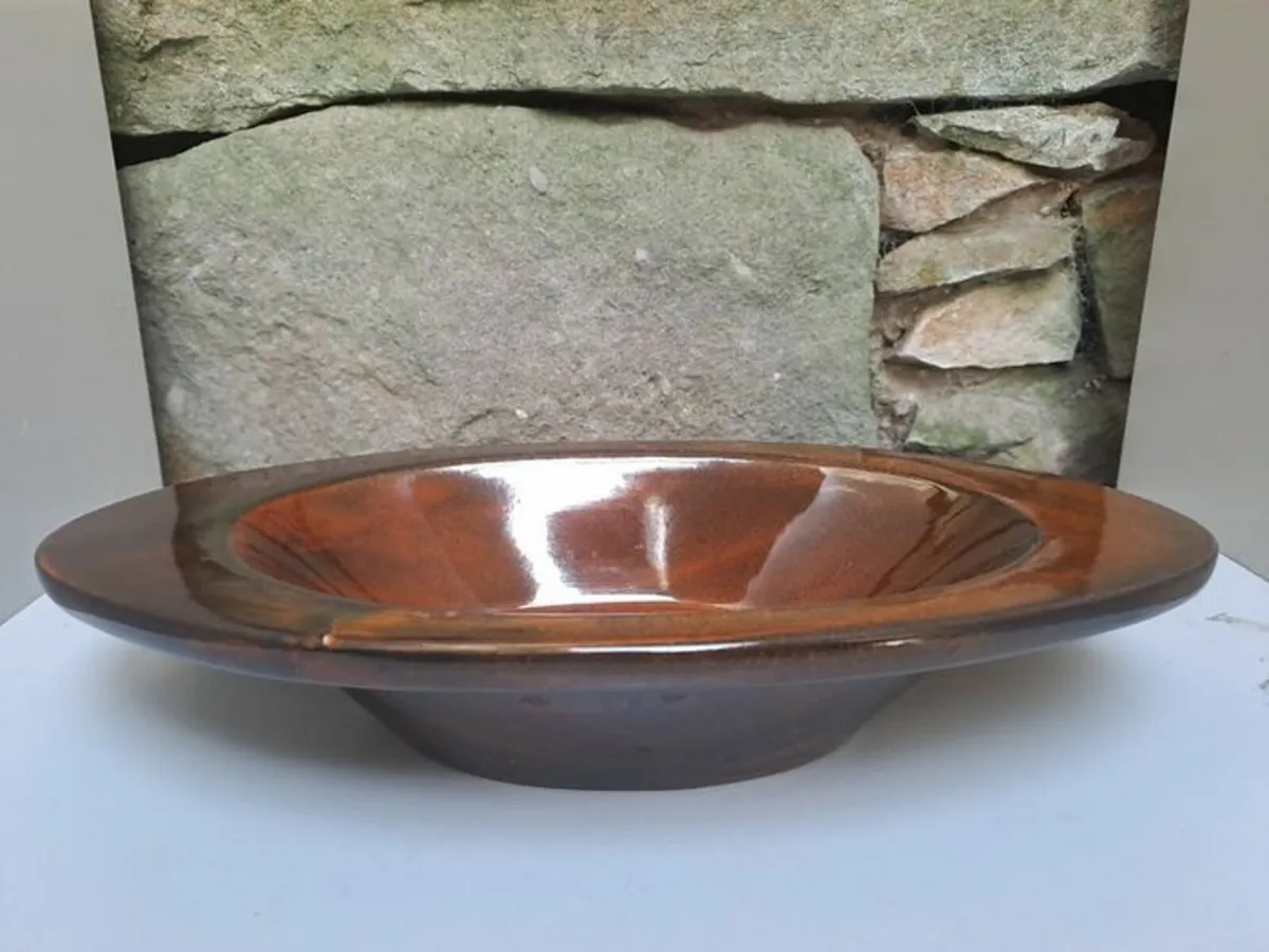 Brown glazed oval bowl - Image 1