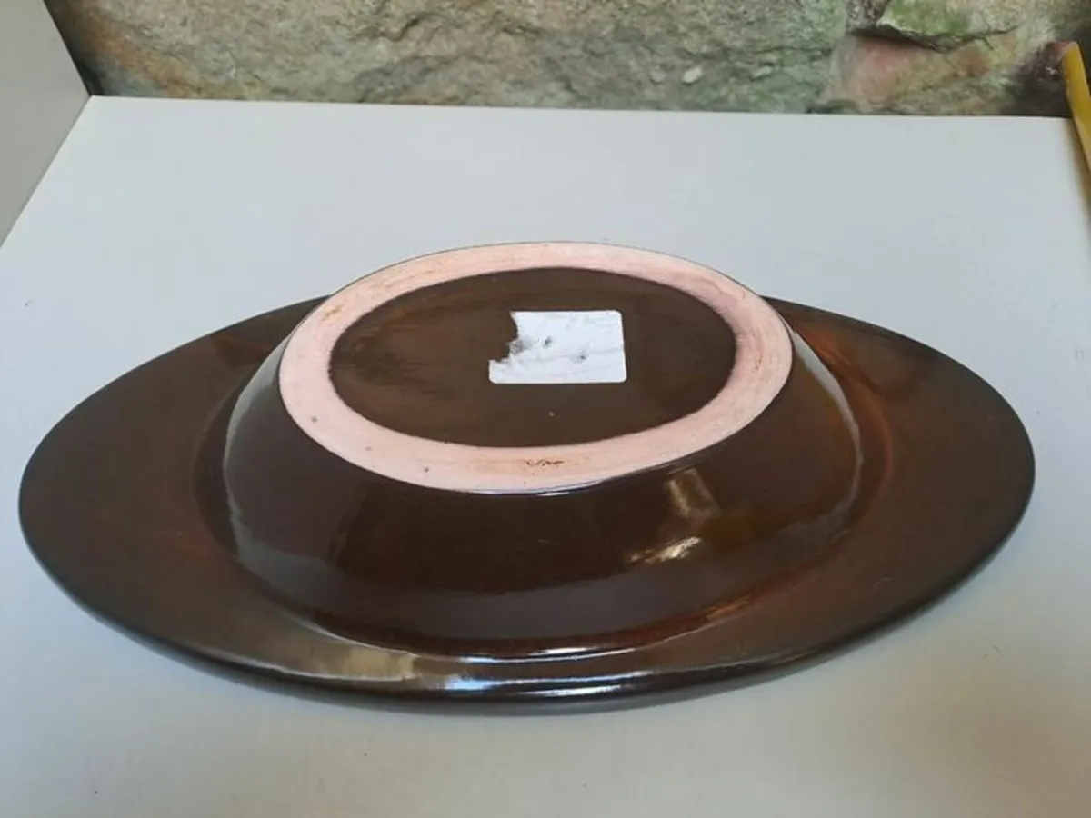 Brown glazed oval bowl - Image 2