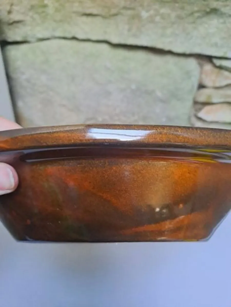 Brown glazed oval bowl - Image 3
