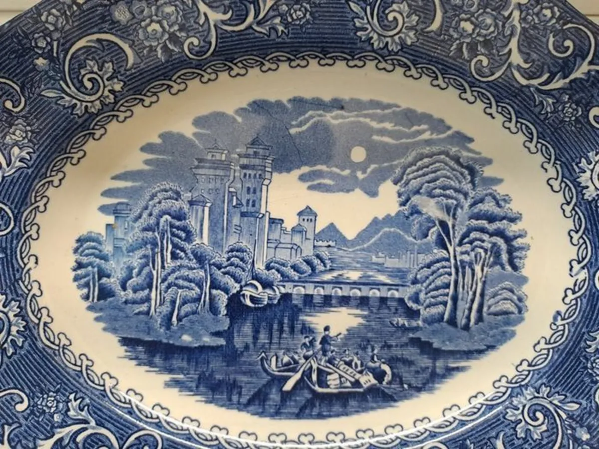 Staffordshire River Scene oval platter - Image 3