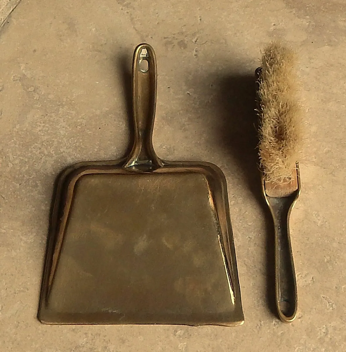 Small Vintage Solid Brass Crumb Catcher Set - Image 3
