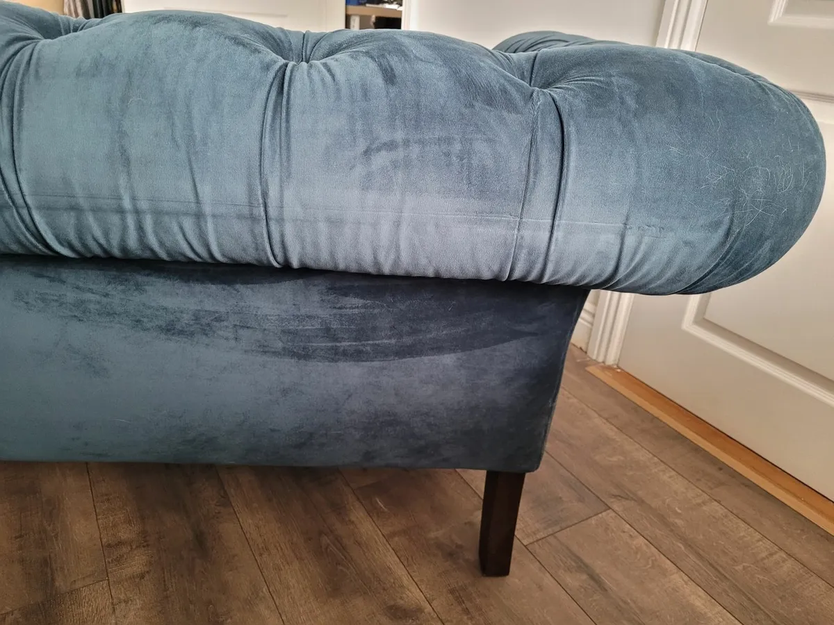 4 seater  Velvet Teal Couch - Image 2
