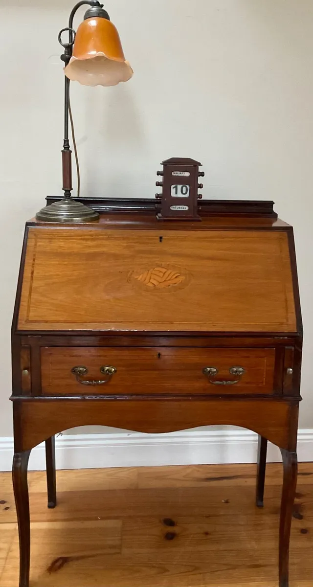 Antique mid century mahogany writing bureau desk - Image 2