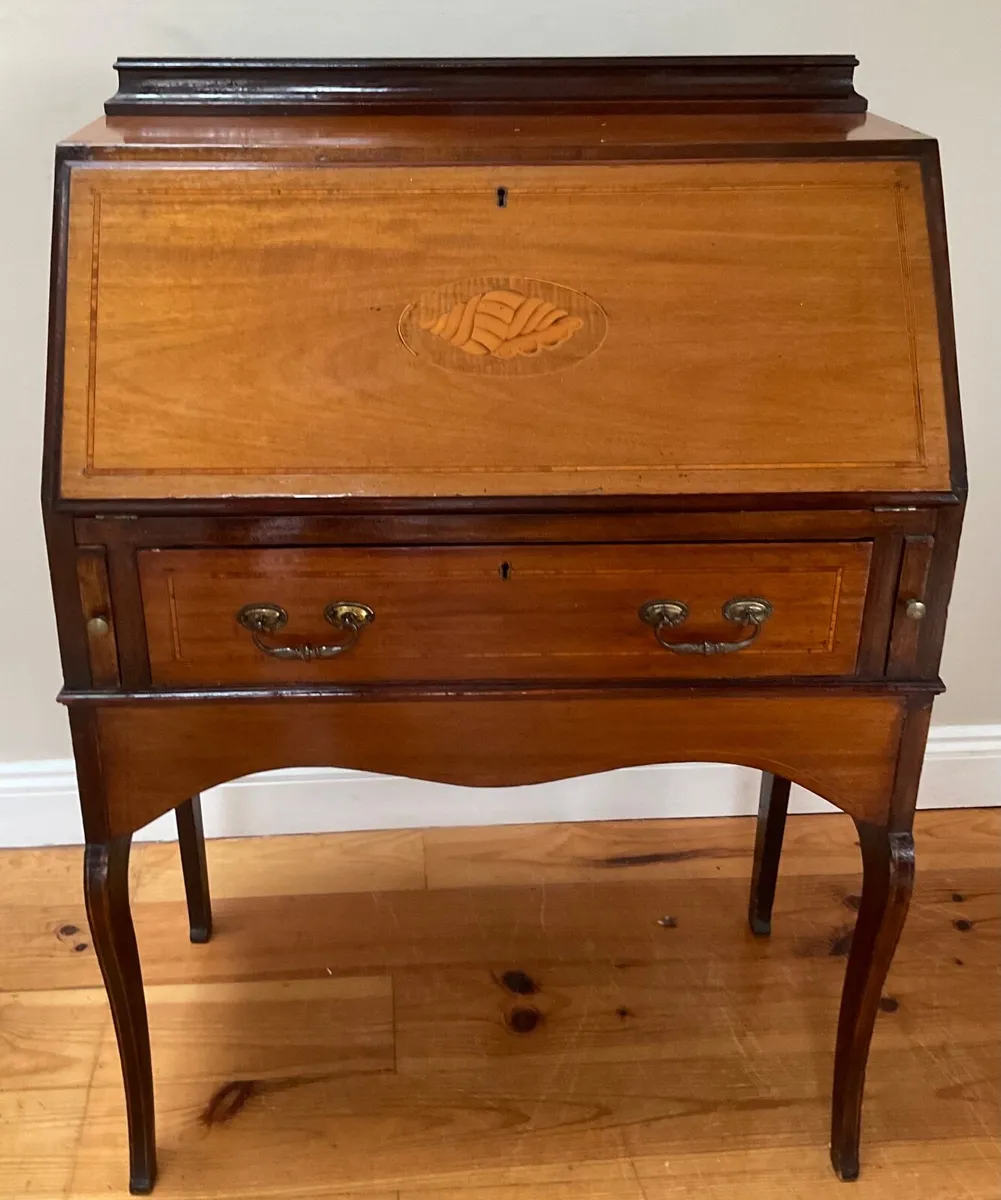 Antique mid century mahogany writing bureau desk - Image 4