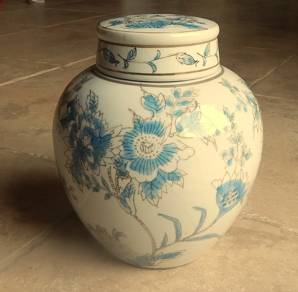 Galt International Hand Painted Ceramic Ginger Jar - Image 1