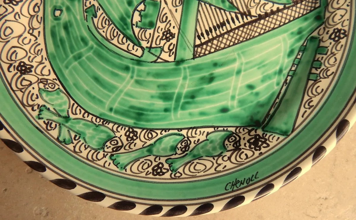 Spanish Ceramic Hand Painted Wall Hanging Plate - Image 3