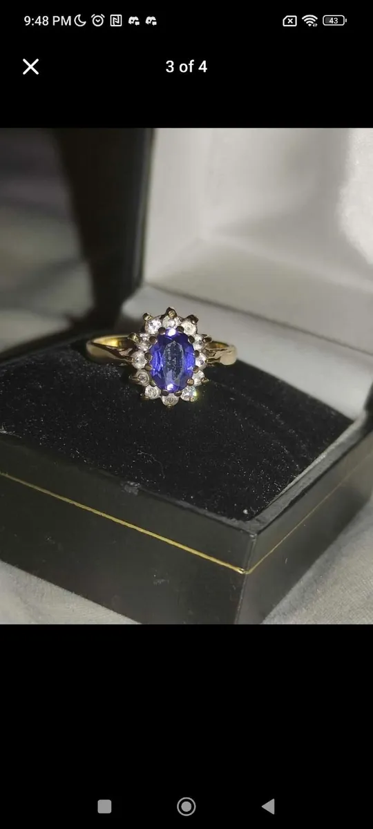Vintage 9ct gold, blue sapphire/ diamond ring - Image 1