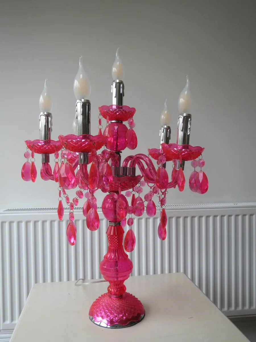 Large candelabra pink lamp - Image 2