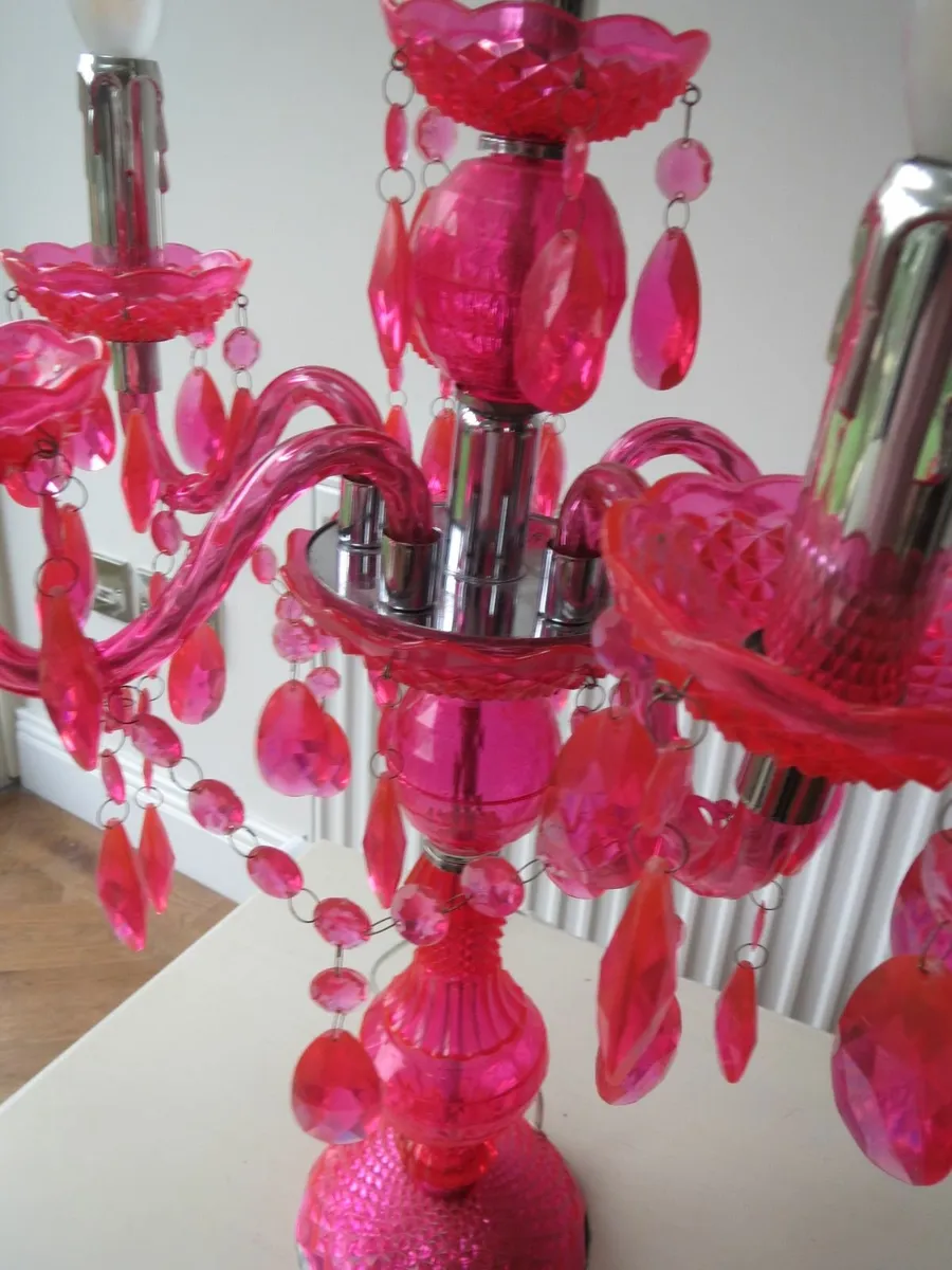 Large candelabra pink lamp - Image 3