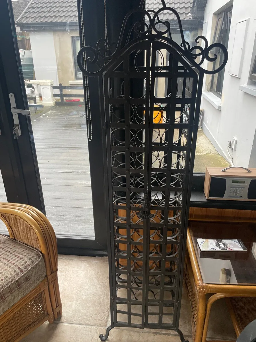 Freestanding black metal winerack - Image 1