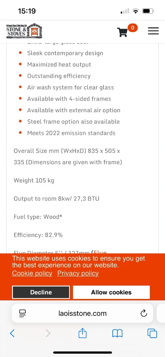 Stove insert  non boiler very good condition c - Image 3