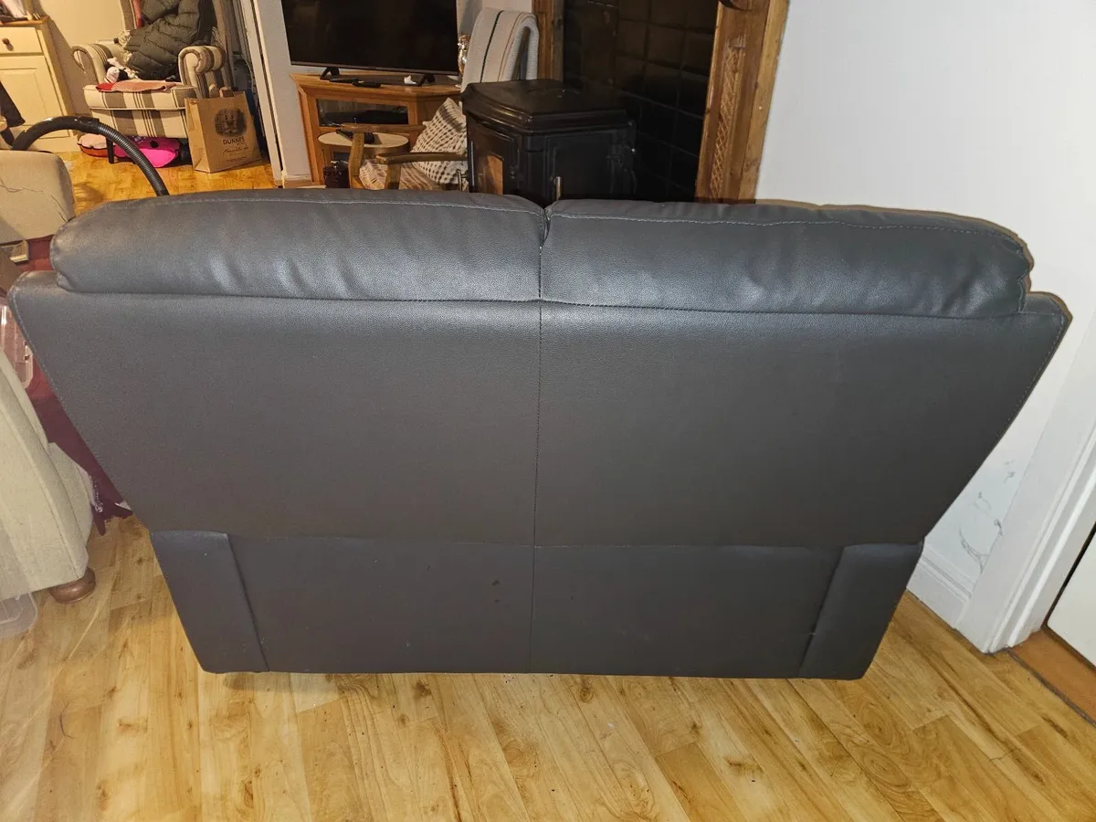 Charcoal Grey Leather Sofa – Like New - Image 4