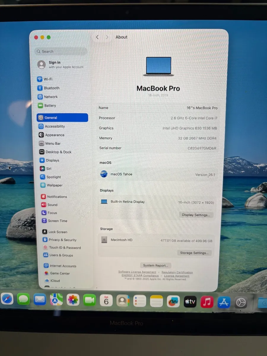 As New 16" Apple Macbook Pro Tahoe Os 512gb Ssd,16 - Image 2