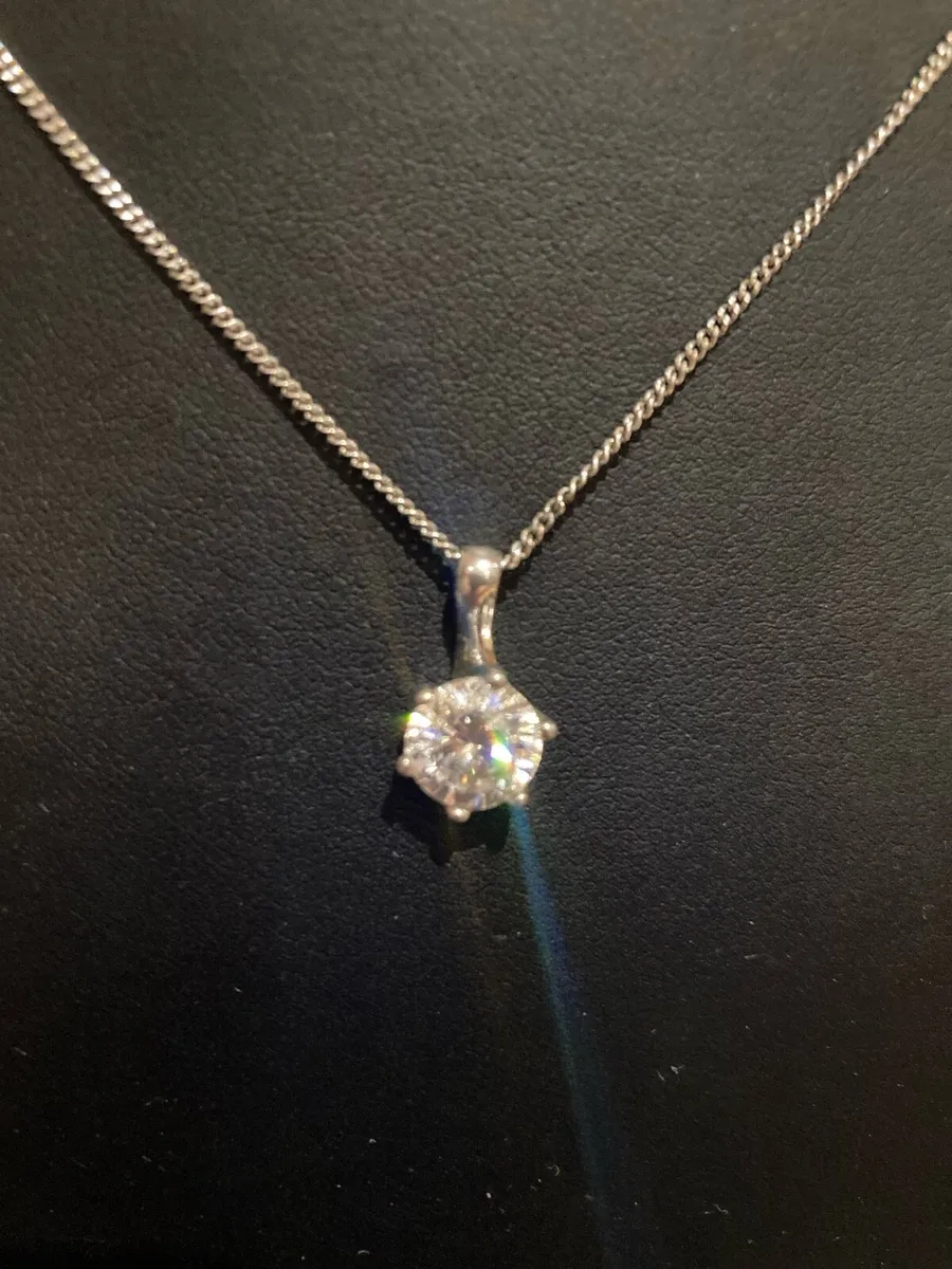 Sterling Silver chain with crystal pendant - Image 2