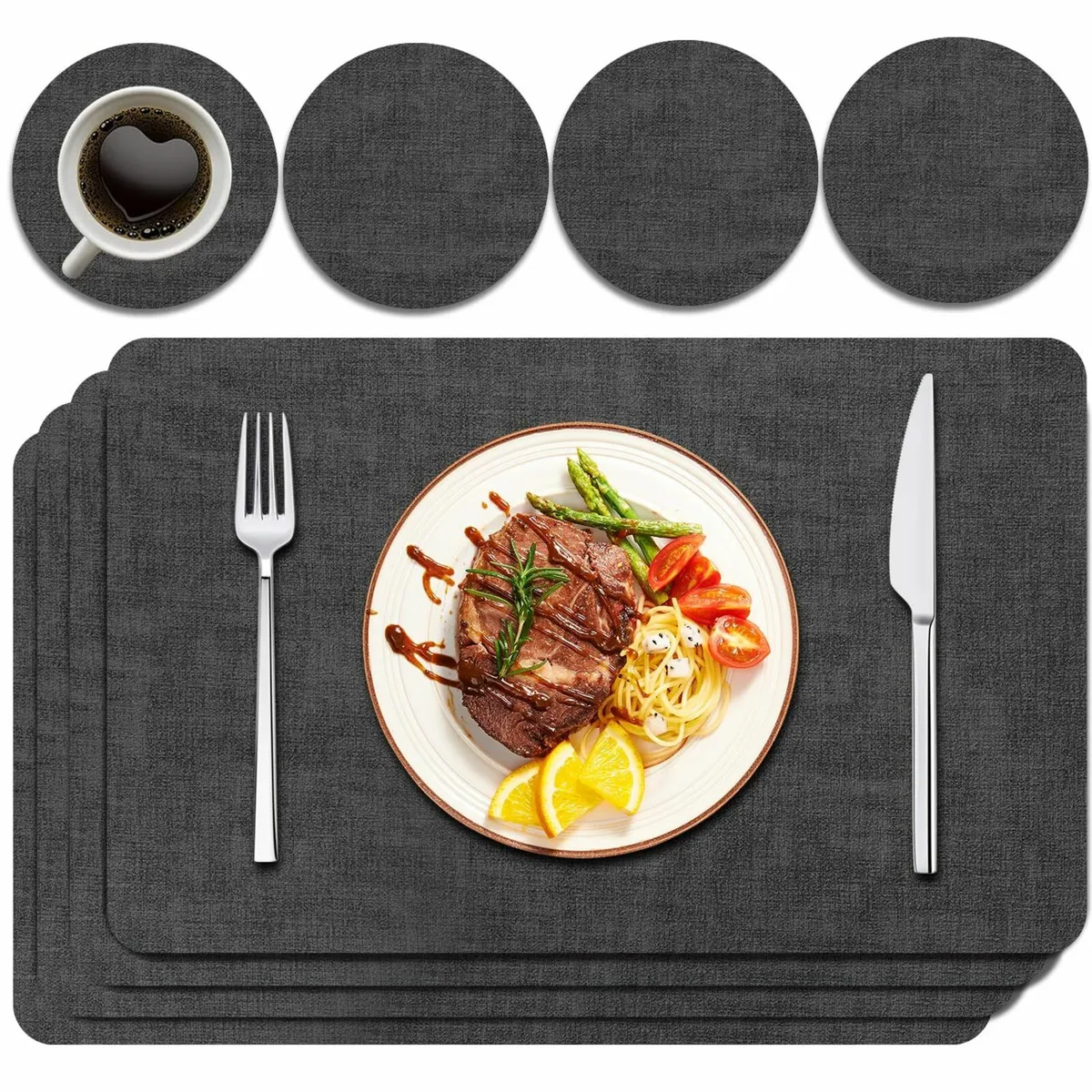 Placemats Coaster Sets 4, PU Leather  43 * 30 cm - Image 1