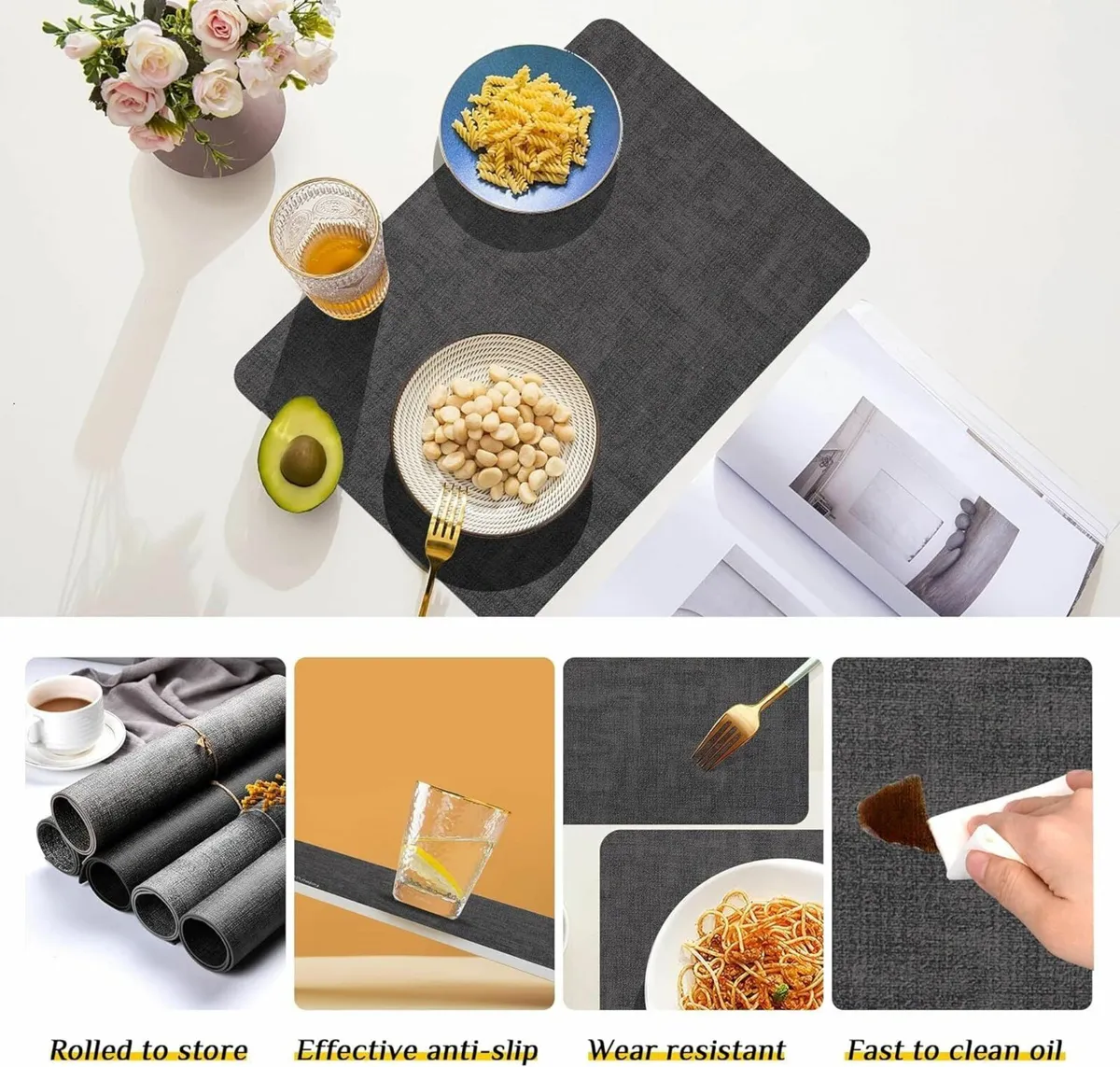 Placemats Coaster Sets 4, PU Leather  43 * 30 cm - Image 3