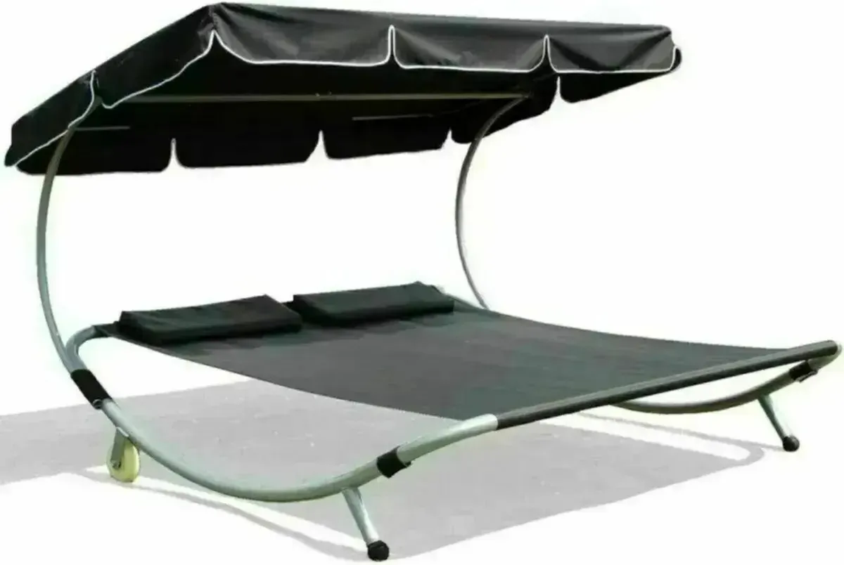 Outdoor Double Sunbed Lounger with Canopy - Image 1