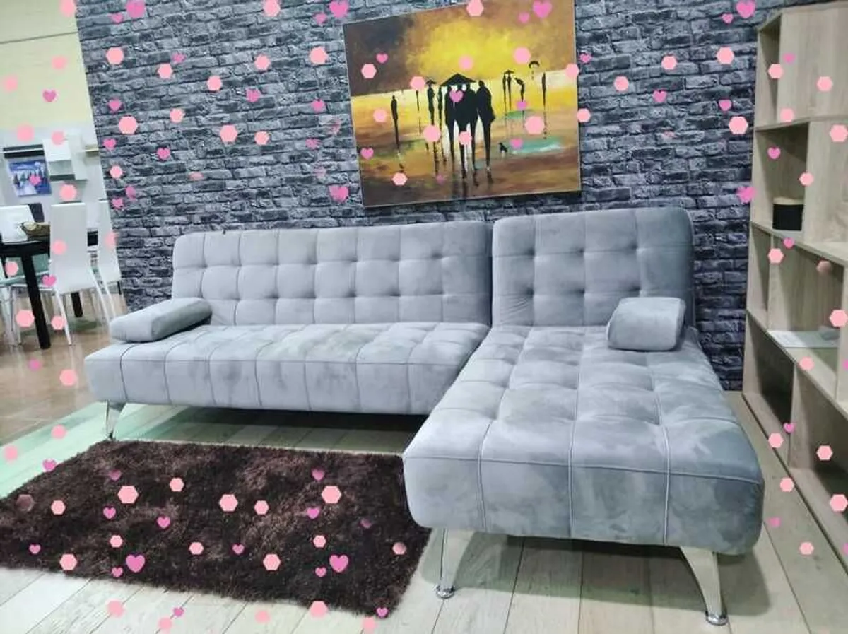 Modern Corner Sofa Bed  With Chaise Longue & Pillows 236 cm FREE DELIVERY - Image 3