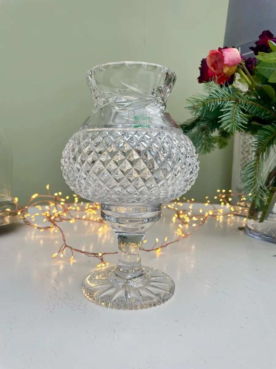 Vintage Galway Crystal Leah Hurricane Lamp - Image 1