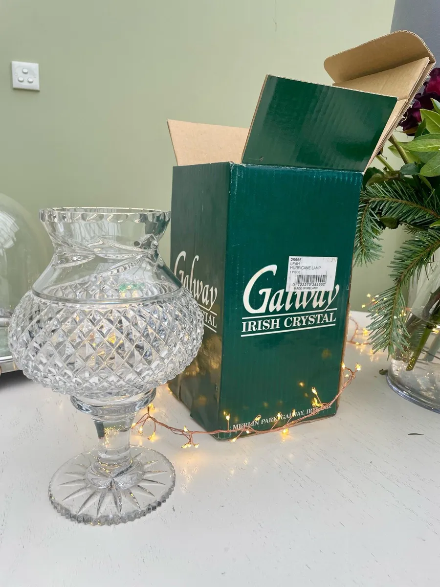 Vintage Galway Crystal Leah Hurricane Lamp - Image 2