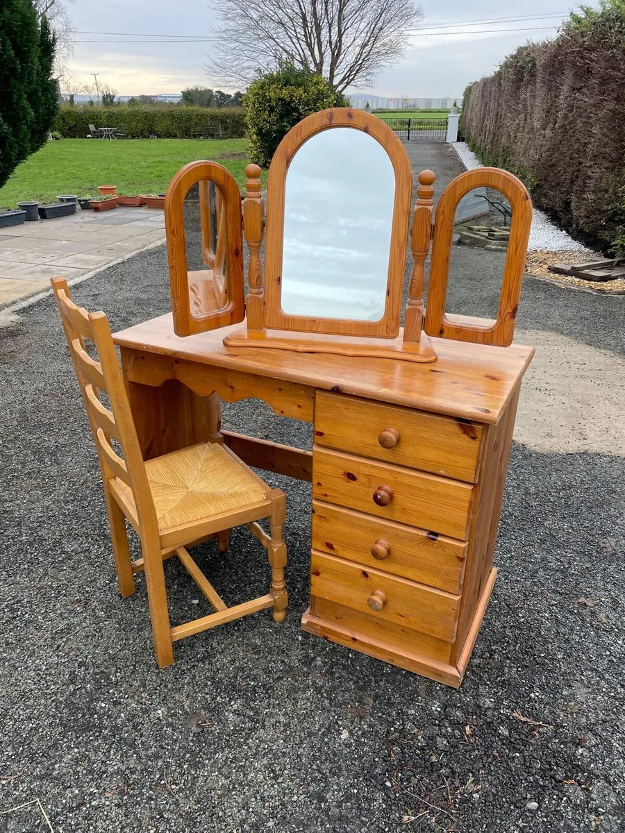 Dressing table desk + chair + mirror - Image 4