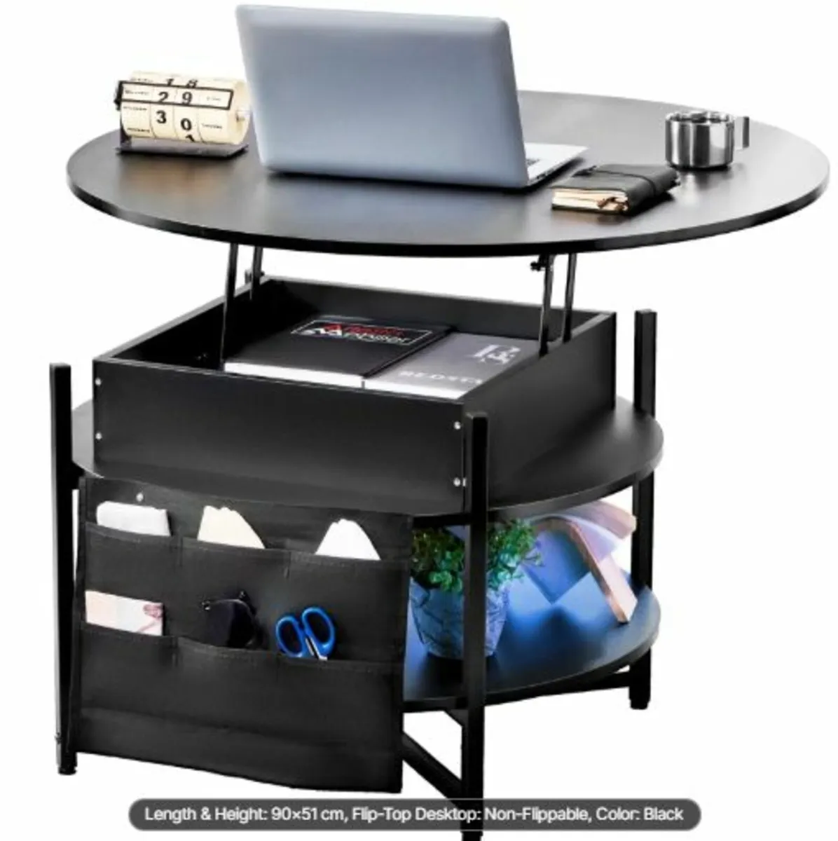 Lift Top Coffee Table, 35.3 in Round Coffee Table - Image 1