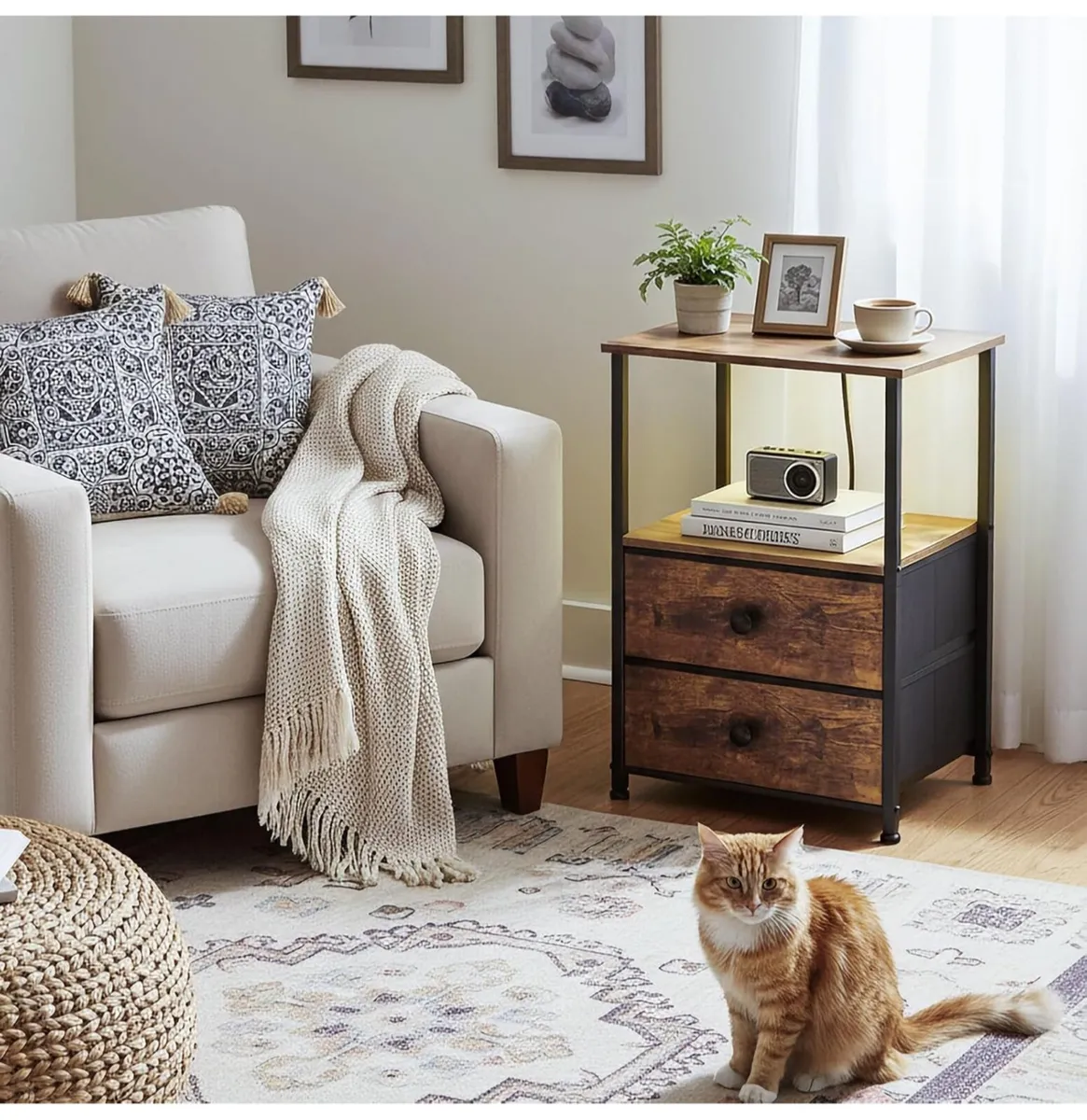 Night Stand Set 2, LED Nightstand with Charging St - Image 3