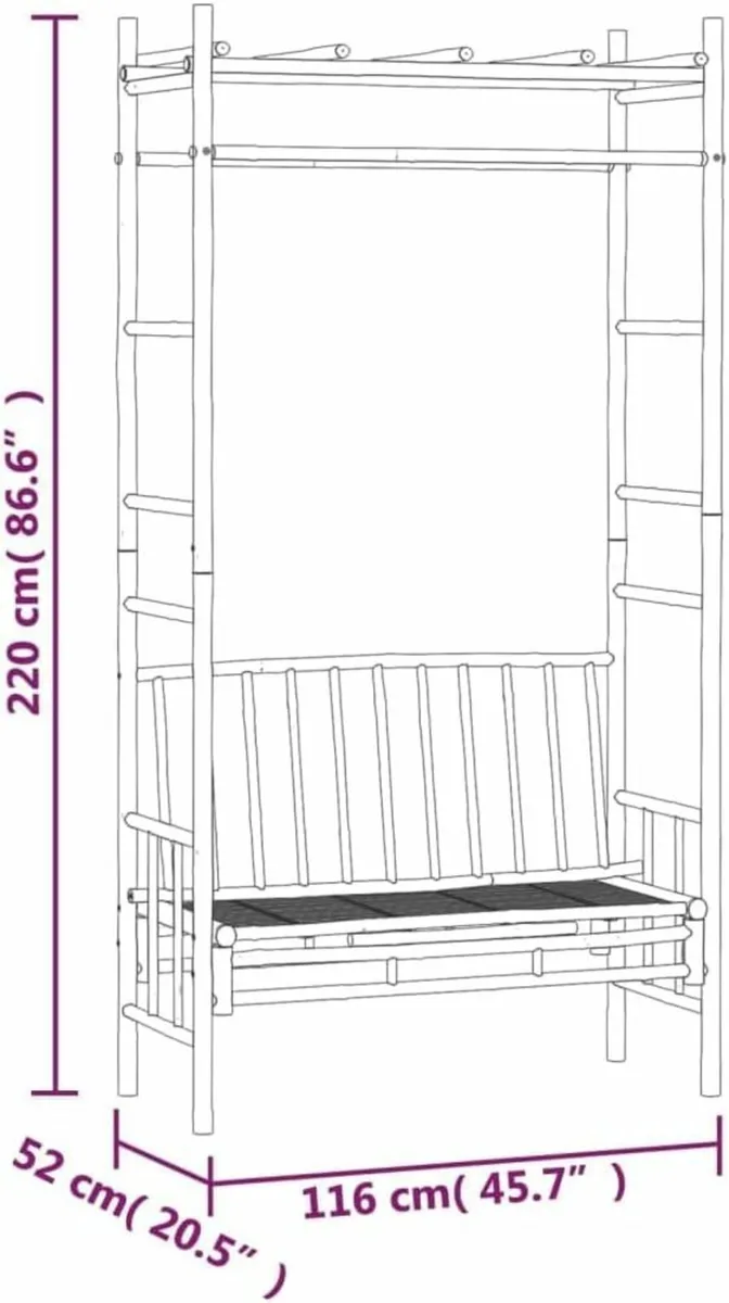 Garden Bench with Pergola 116 cm Bamboo - Image 3