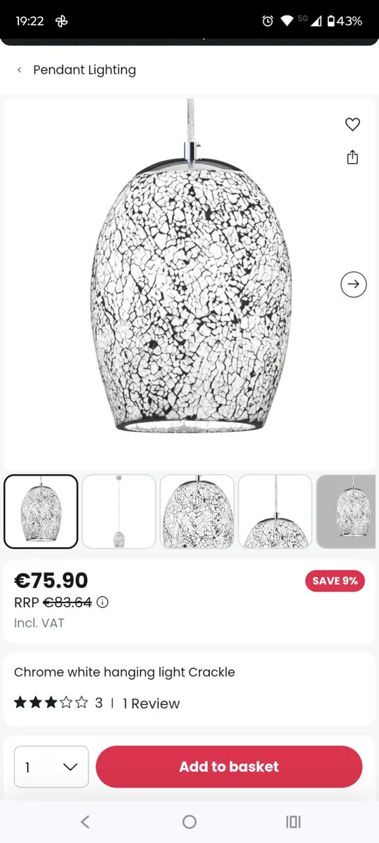 4 Pendant crackle glass effect - Image 2