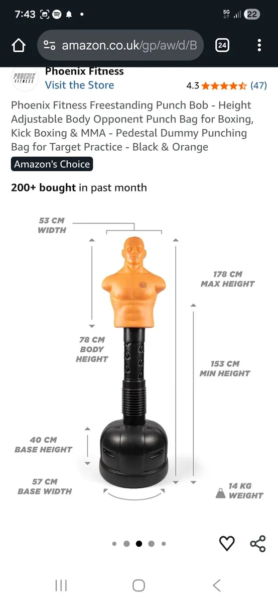 Phoenix Fitness Freestanding Punch Bob - Height Ad - Image 4