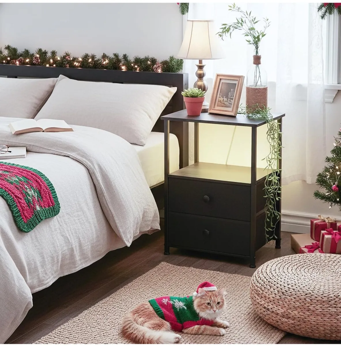 Bedside Table Set of 2 with Charging Station - Image 4