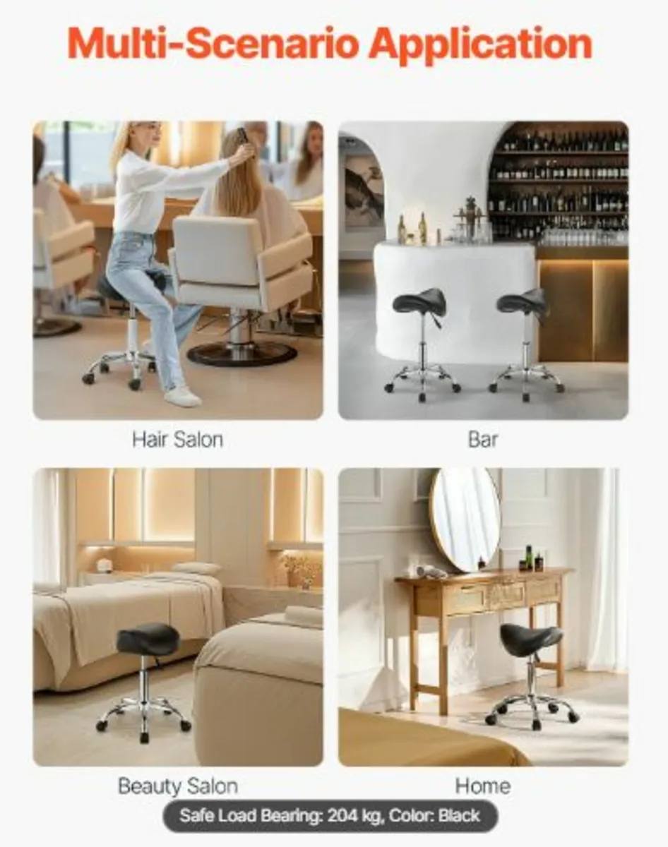 Saddle Stool with Wheels, 450 LBS Weight Capacity - Image 4