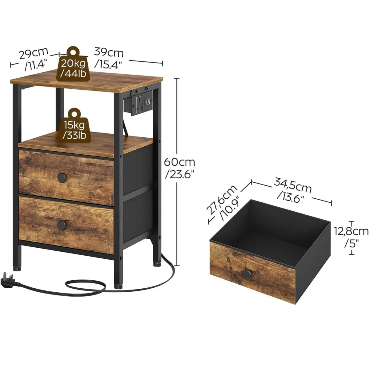 Bedside Tables with Charging Station - Image 2