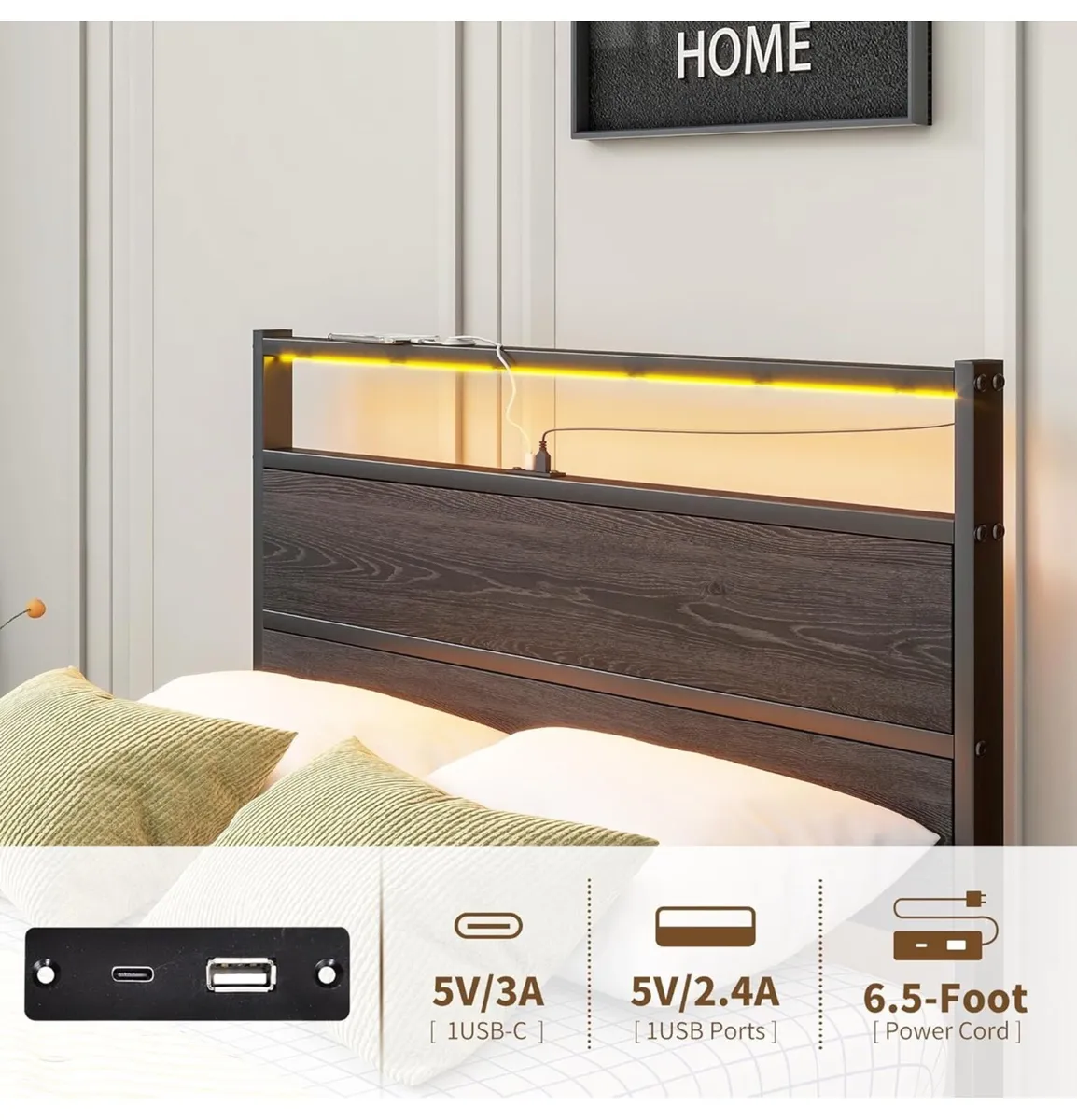 3ft Single Bed Frame with Headboard & LED Lights - Image 4