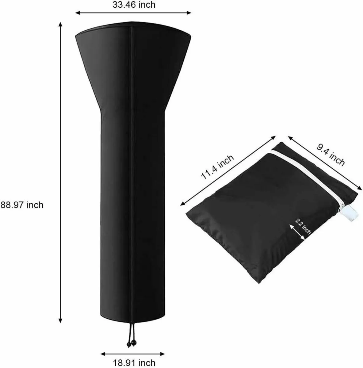 Heavy Duty Patio Heater Cover Zippered with Bag - Image 1