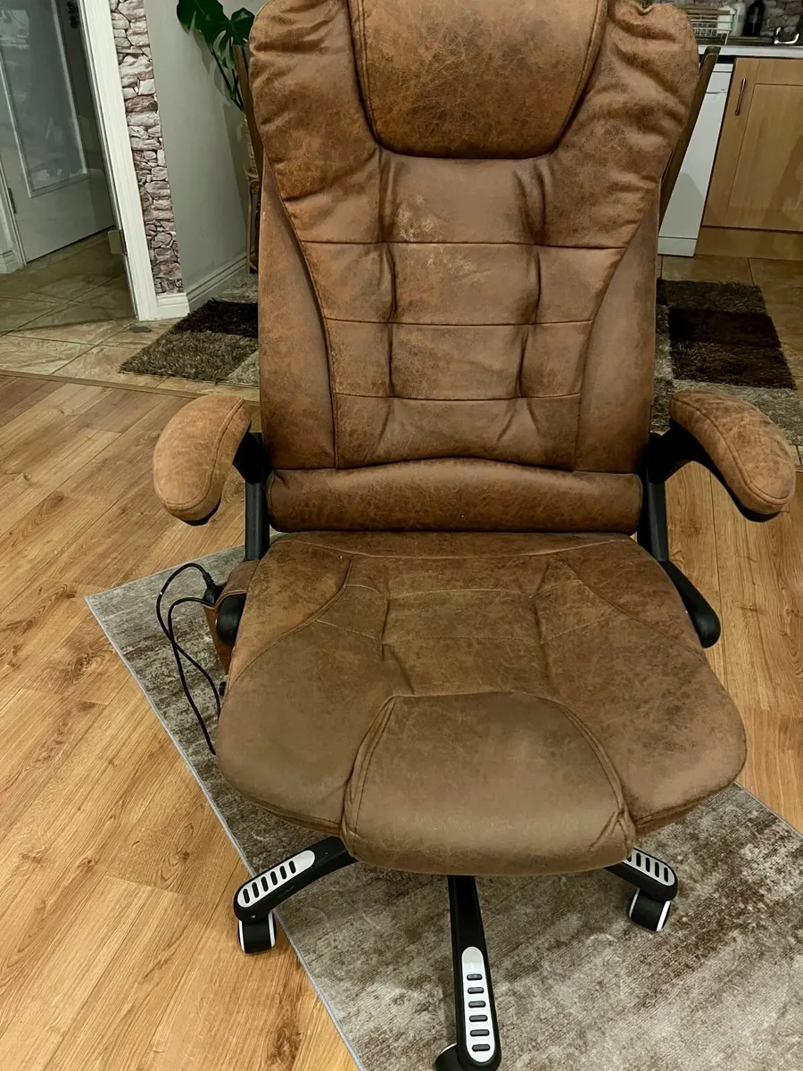 Brown Fabric Office Chair with Massage Function - Image 1