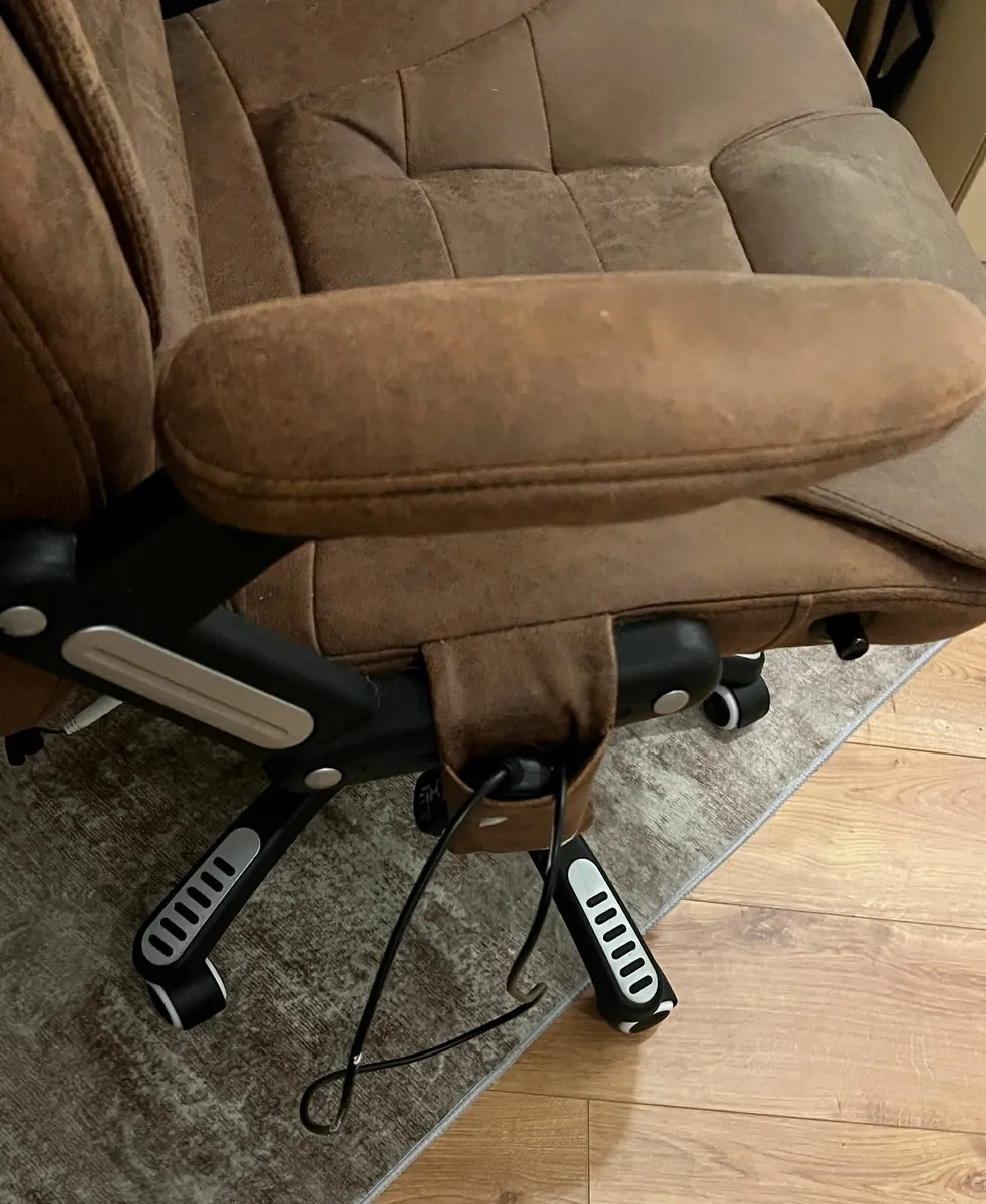 Brown Fabric Office Chair with Massage Function - Image 3