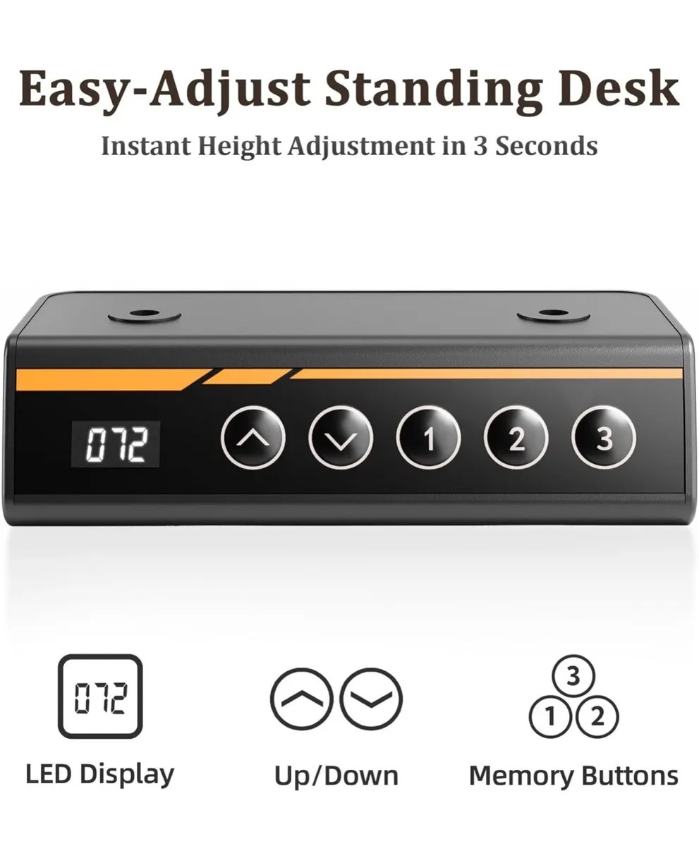 Electric Standing Desk with Drawer, 120 x 60 cm - Image 2