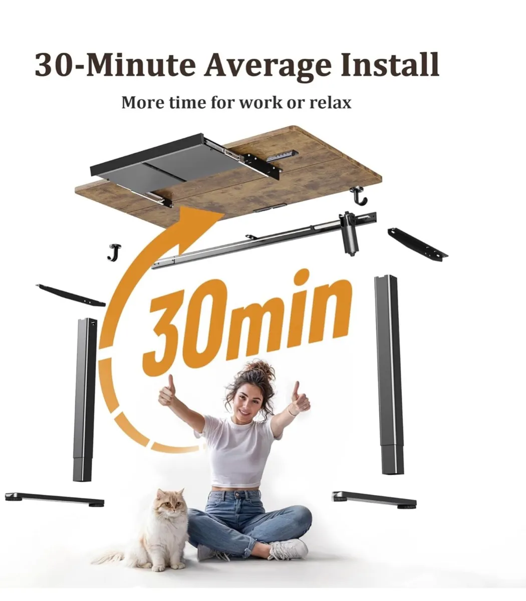 Electric Standing Desk with Drawer, 120 x 60 cm - Image 3