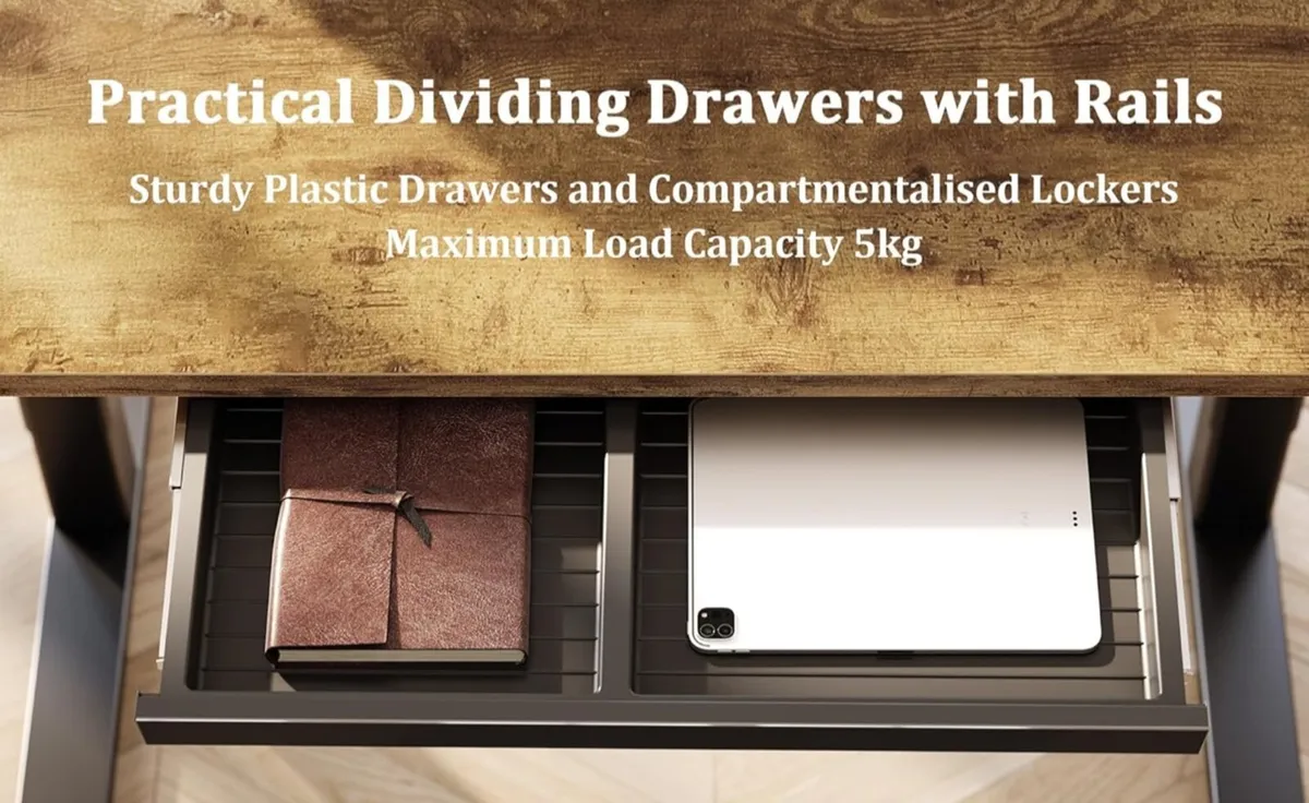 Electric Standing Desk with Drawer, 120 x 60 cm - Image 4